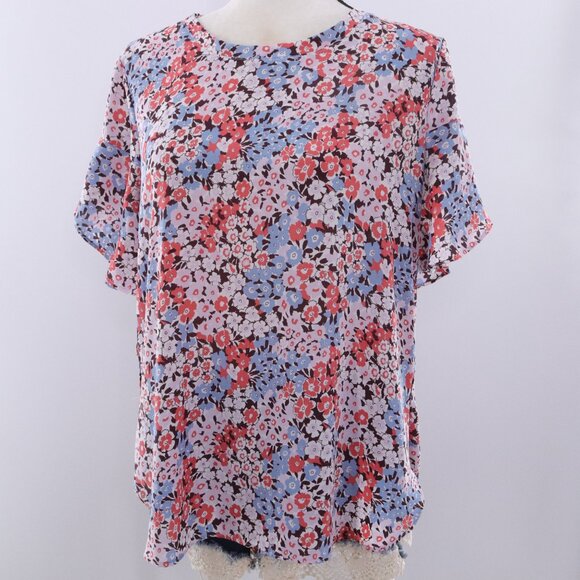 LOFT | Short Sleeve Floral Chiffon Top Medium - Picture 2 of 7